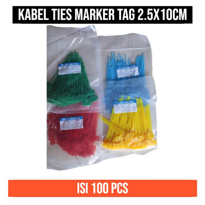 

Kabel Ties Label Merah Kuning Hijau Biru Marker Tis Tie Cable Name Tag