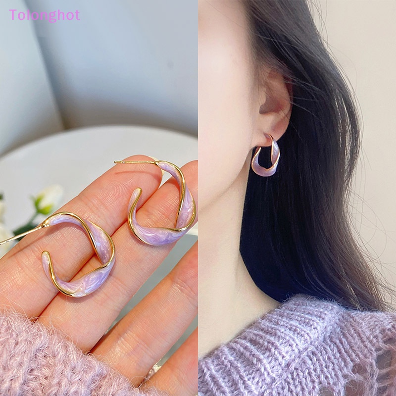 Tolonghot&gt; Anting Fashion Baru Untuk Wanita Logam Memutar Seni Garis Stud Earrings Hadiah Perhiasan well