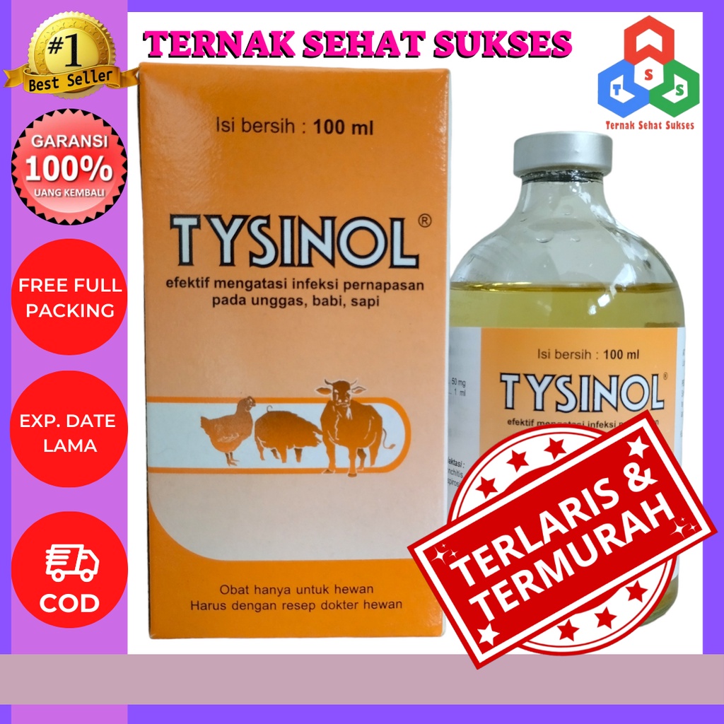 Tysinol 100ml Medion Antibiotik Pernapasan Penyakit Hewan Ternak Sapi Babi Bebek Ayam TSS
