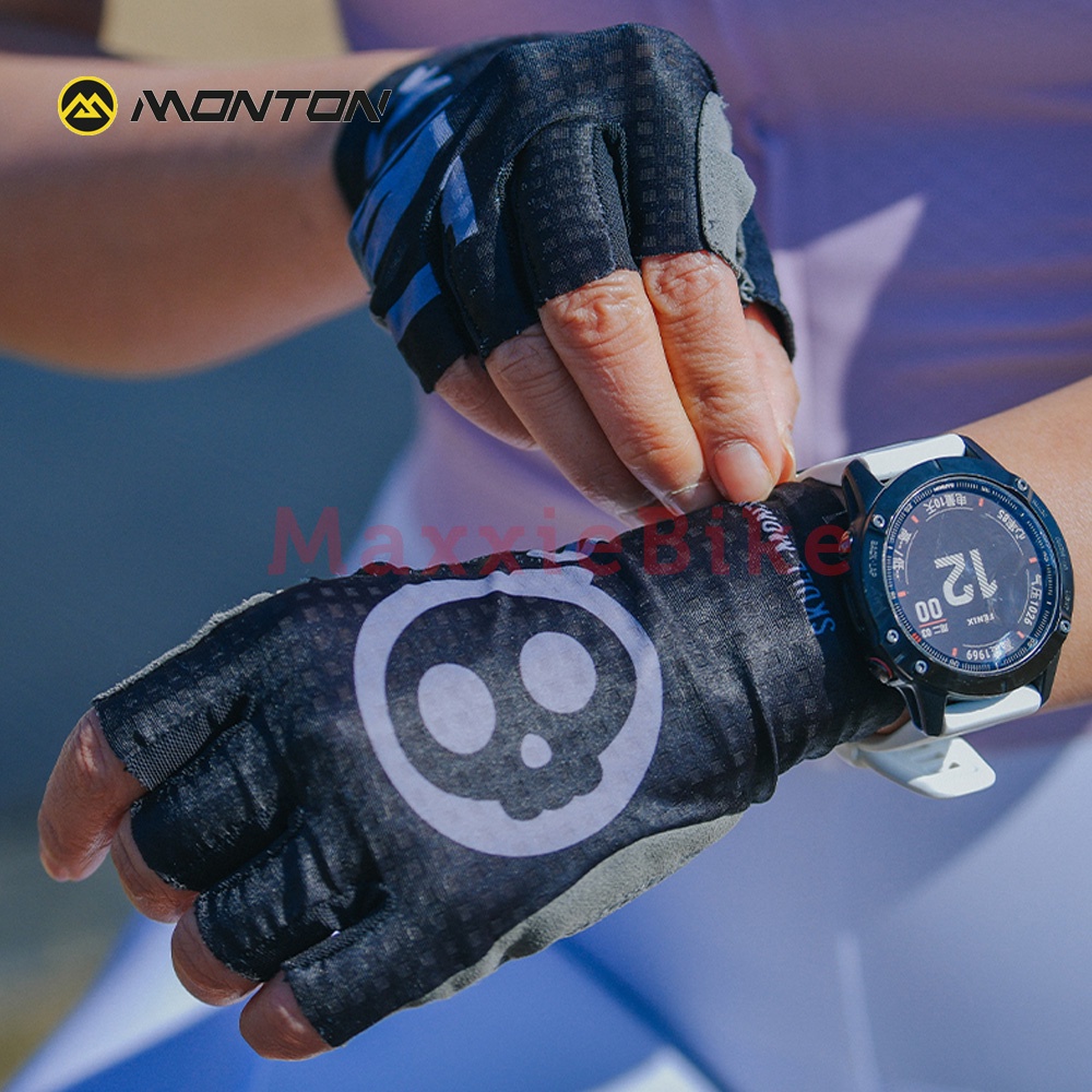 Monton SKxMT Sarung Tangan Sepeda Skull Monton Cycling Gloves Half Finger