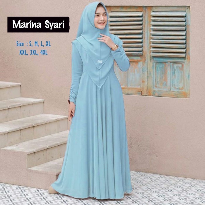 New Trend Style Marina- Gamis Baju Dress Busui Wanita Polos JUMBO BIRU MUDA BLUE OCEAN - S