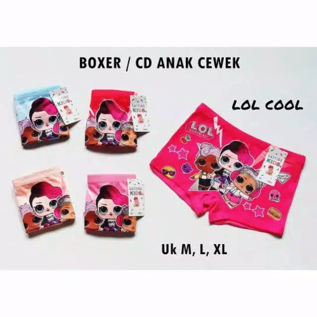✨NEW✨ -1 Lusin CD Boxer Celana Dalam Anak Perempuan Lusinan LOL Celana Balita - M