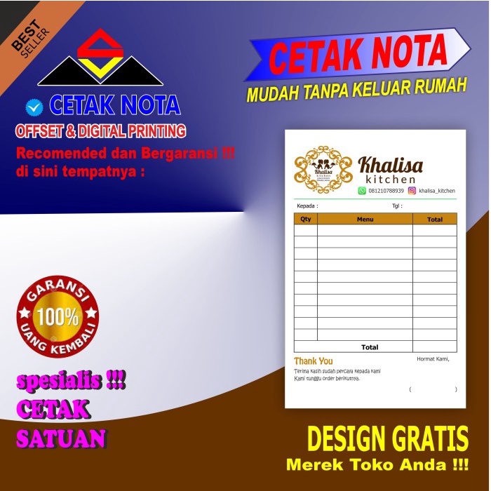 

✨BISA COD✨ -NOTA CUSTOM FULL COLOR 1/2F 2 PLY (NCR)