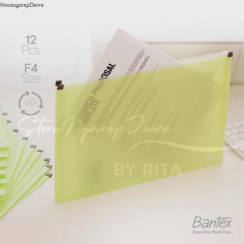 

12 Pcs Bantex Map Folder Zipper Folio Plastik Bubble Gum Color Pistachio 3222 72 real barang original bantex