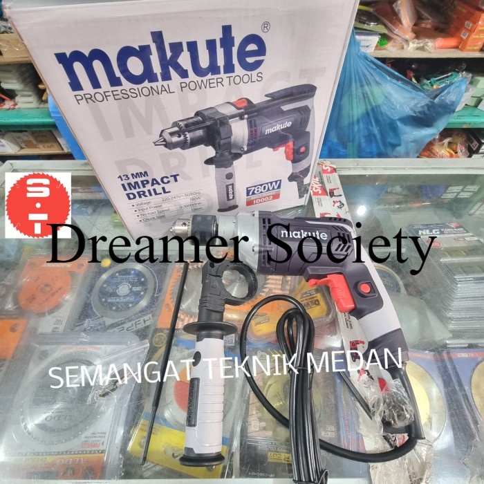 Berkualitas ID002 MESIN BOR LISTRIK TEMBOK BESI IMPACT DRILL 13MM MAKUTE ID 002 FGN659