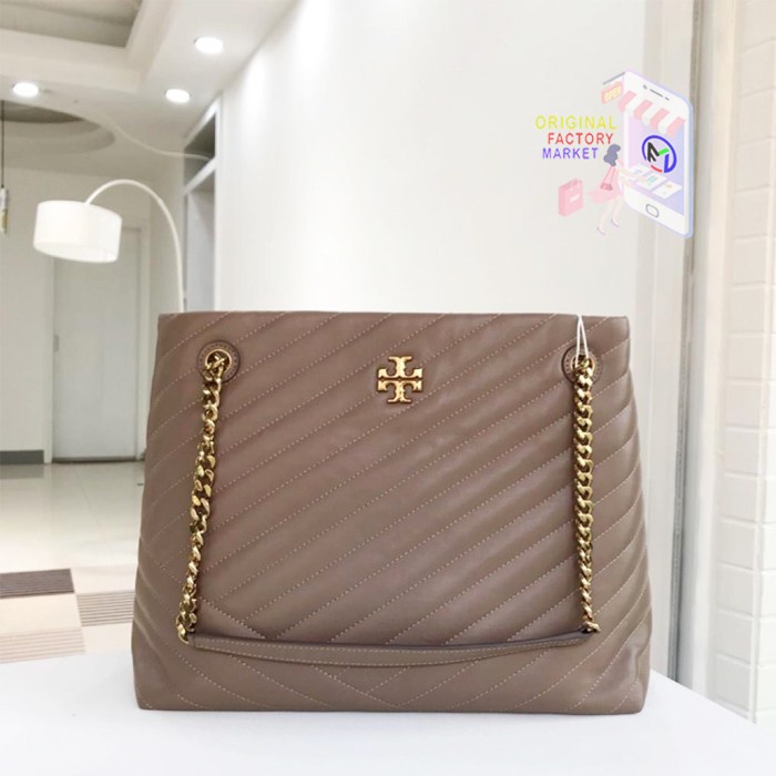 TAS TORY BURCH Kira Chevron Tote Bag Classic Taupe ORIGINAL 56757 TB VS