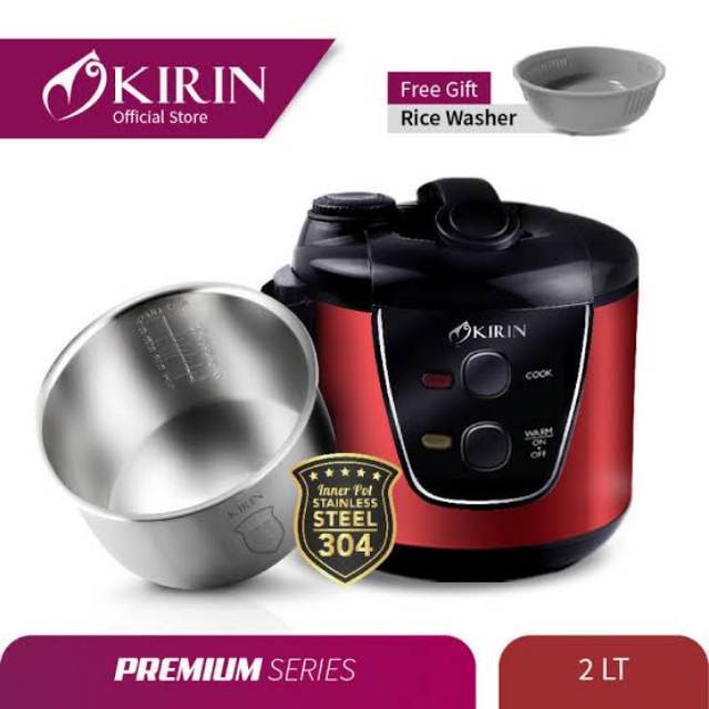 Rice Cooker Kirin KRC-389 Magic Com Stainless 2 Liter