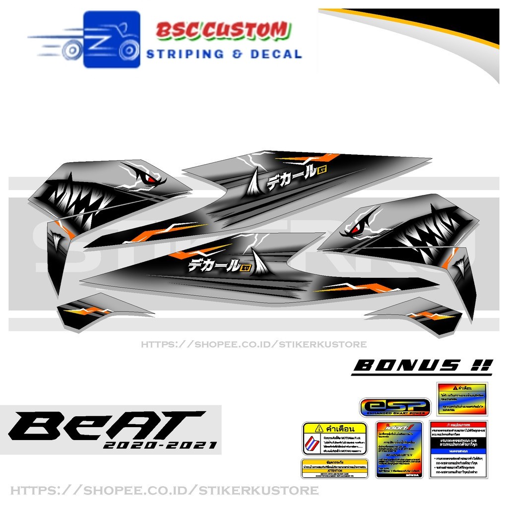 STRIPING BEAT DELUXE / STREET NEW / ESP / FI NEW /STIKER / STICKER SHARK / BEAT STOCK DECAL 2021