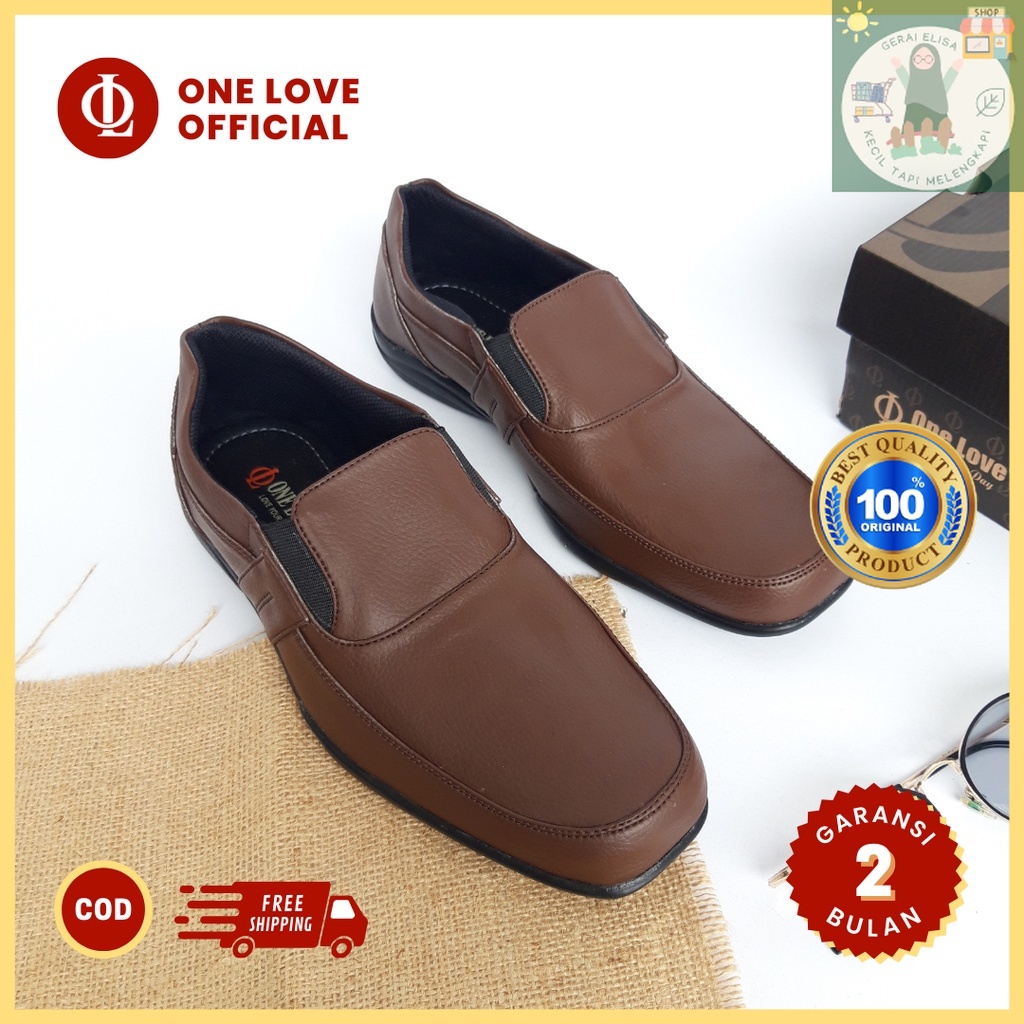 Sepatu Pantofel Pria One Love SHAKI Tanpa Hak 3-5 Cm Warna Hitam Ukuran 39 Sampai 43 Bahan Kulit Sin