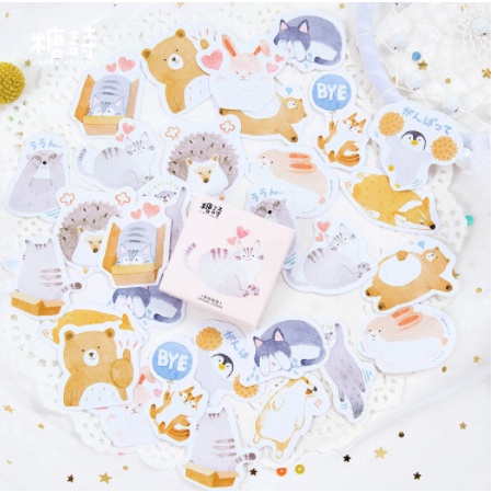 

Sticker Cat 45Pcs Stiker Bentuk Binatang Lucu untuk Scrapbook Jurnal Diary Journaling Bujo Stickers Bullet Journaling Deco Mini Box