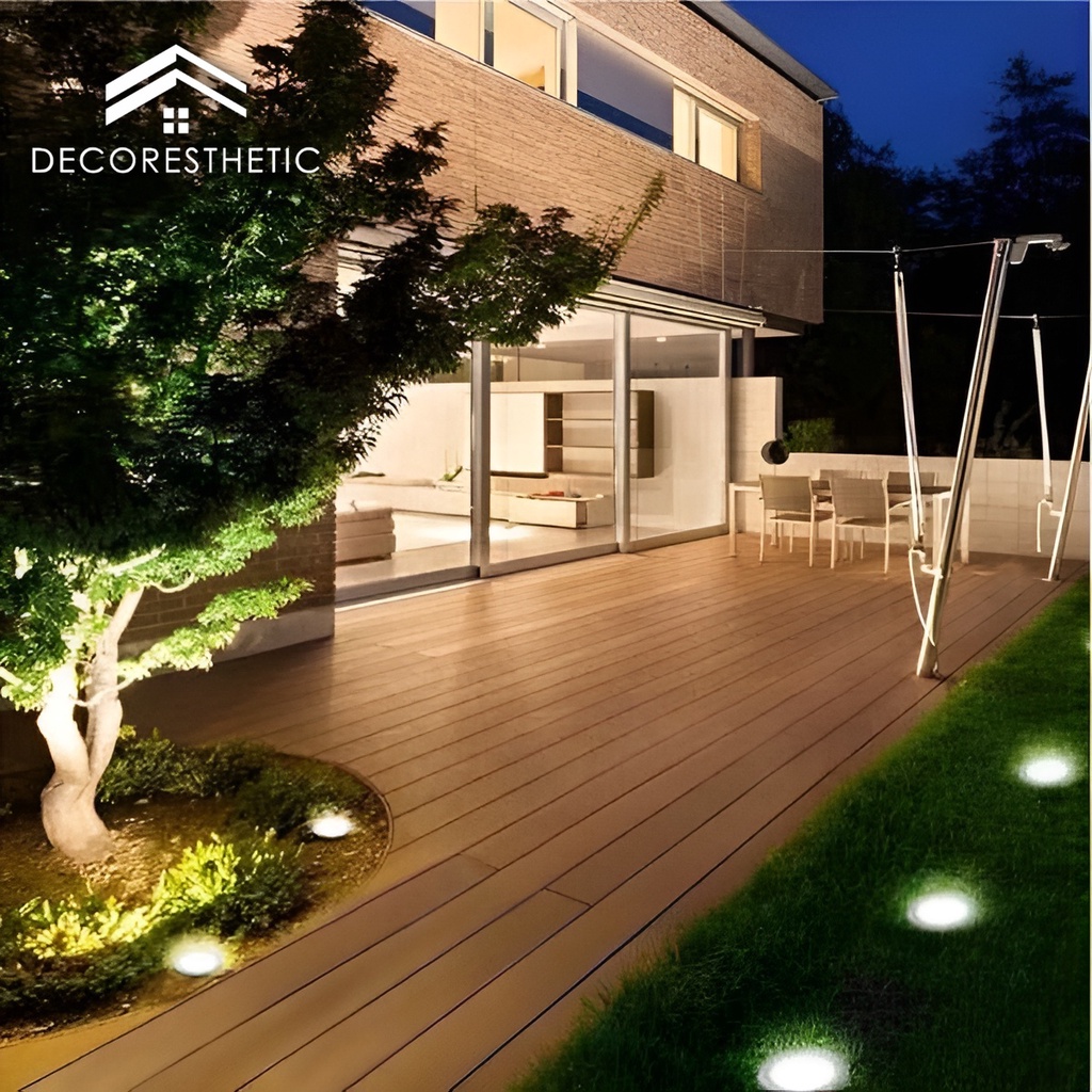 Lampu Tancap Tanah Lantai Tanam Modern Outdoor Solar Panel Surya Waterproof