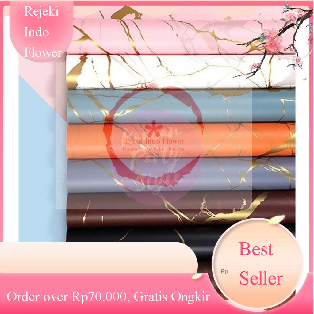 

[1 PAK / 1 PACK] REJEKI CELLOPHANE MARBLE GOLD / WRAPPING PAPER MOTIF MARBLE / KERTAS BUKET BUNGA BUNGKUS