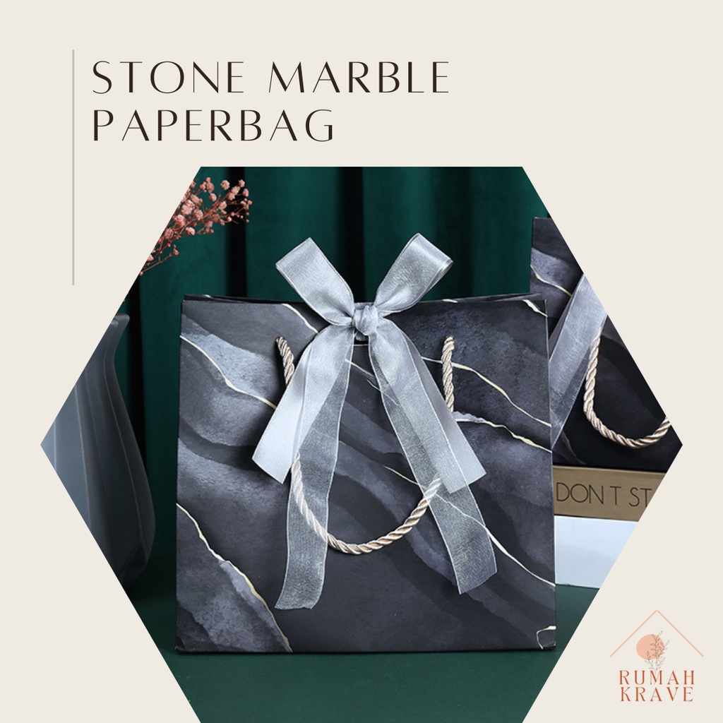 

RUMAH KRAVE - Stone Marble Paperbag Tebal Marmer Tas Kado