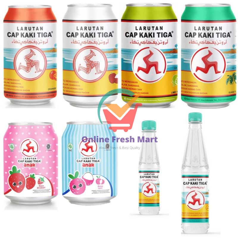 

(instant saja) Cap Kaki Tiga Larutan Penyegar Jeruk nipis Jambu Leci strawberry anak Kaleng putih botol - Online Fresh Mart Denpasar