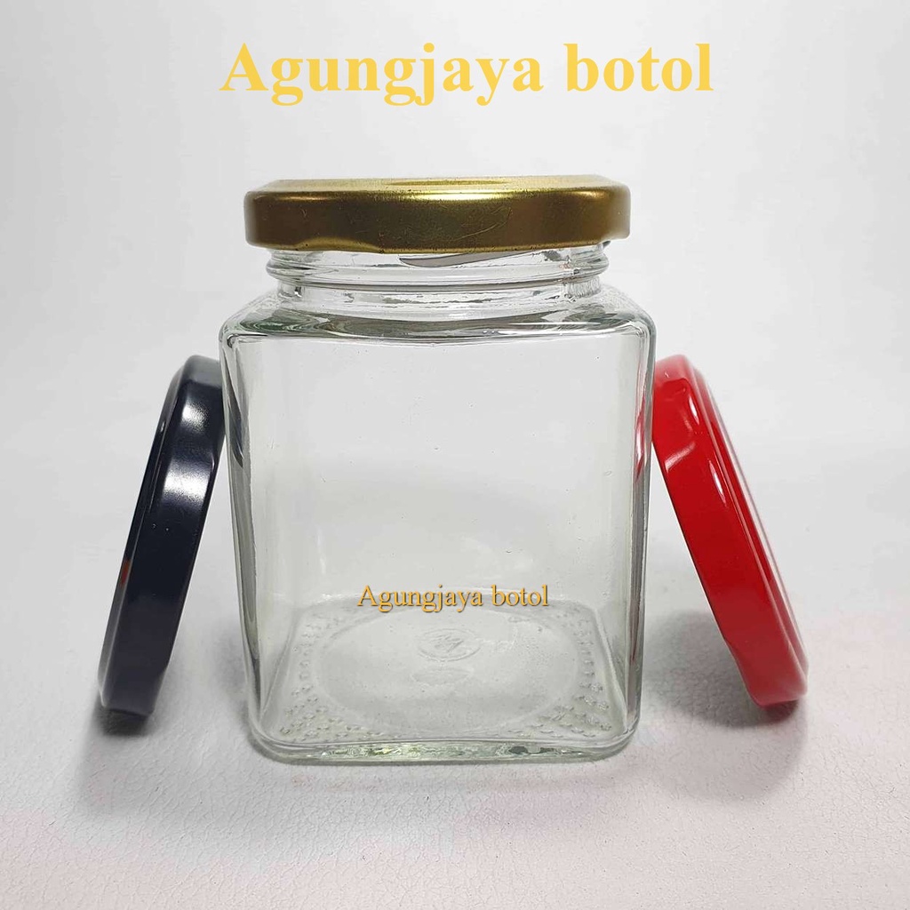 Jar Kaca 200 Ml Square Honey Clear / Jar Kotak / Jar Puding / Jar Madu / Jar Selai / Jar Coklat / Ja