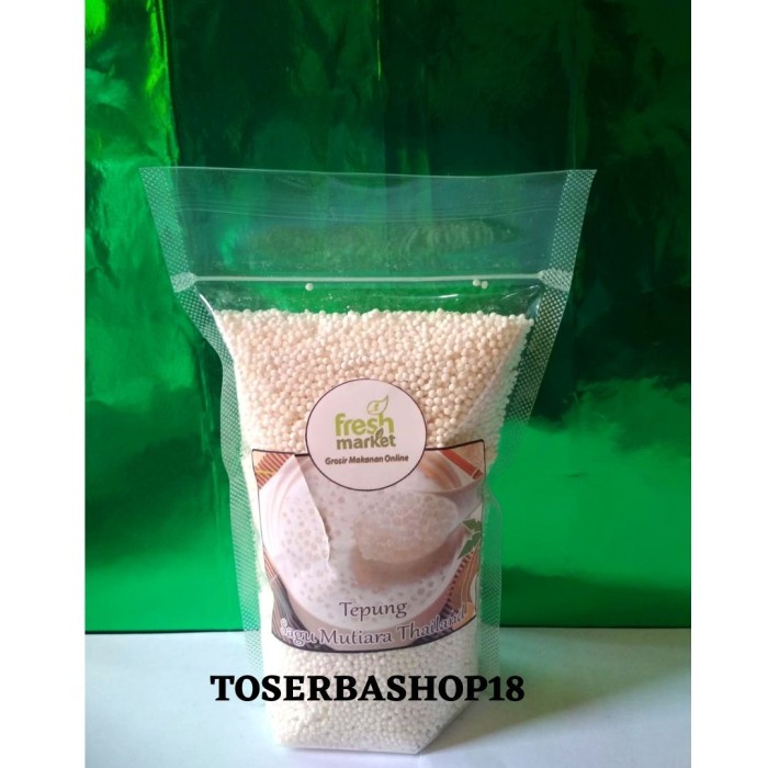 

Bahan Dasar / Sagu Mutiara Thaiand / Sagu Mutiara Warna Putih 500 Gr