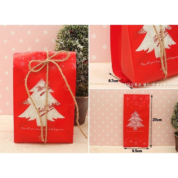 

CBTR plastik bingkisan permen natal christmas candy goodie bag kue - M - Merah