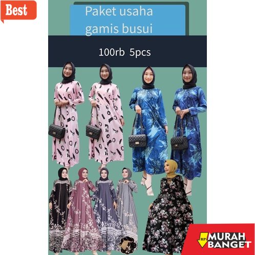 Tren baju lebaran wanita 2023- PAKET USAHA GROSIR 1(100rb get 5pcs gamis)