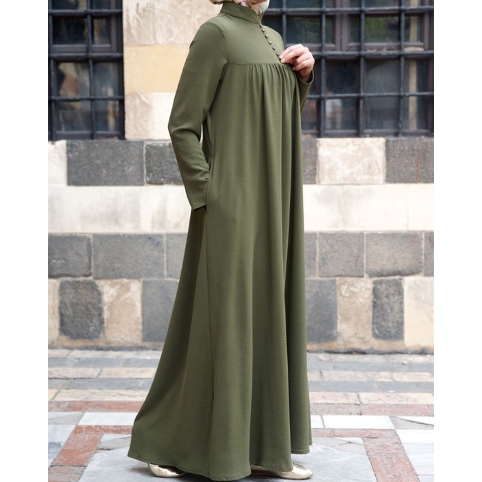 ARISA Abaya Basic Premium Putih Polos Syar'i Gamis Susun Canda Rampel / Gamis Polos Abaya Rempel  Te
