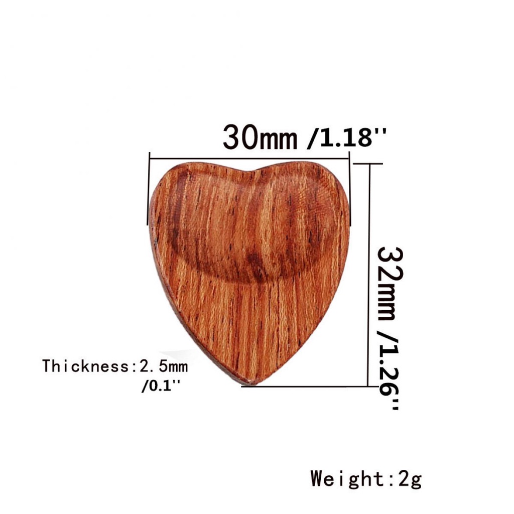 1biji Dayung Kayu Bentuk Hati Untuk Gitar/Ukulele Patung Jantung Kerbau Tulang Pick