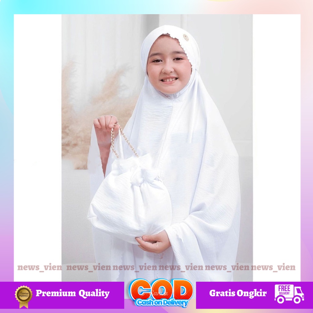 Vien.id - Mukena anak tanggung terbaru katun Crincle Airflow Lasercut adem premium mukenah warna hit