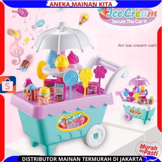 ( BISA COD ) PROMO Mainan Anak Gerobak Es Krim Permen Keranjang Bonus 2 Kuda Pony Anak-anak DIY Play Set Makanan Penutup Trolley Mainan Puzzle / Mainan Edukasi Anak / Mainan Anak Laki Laki / Mainan Anak Perempuan FI503 SNI