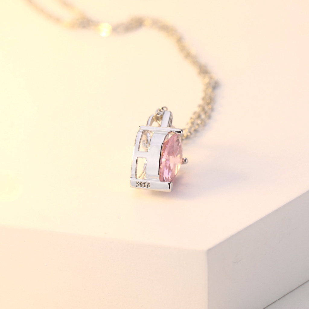 Goldkingdom Fashion Perhiasan Aksesoris Ready Stock Merah Muda Berlian Berbentuk Hati Permata Kalung Wanita Eropa Dan Amerika Suasana Indah Liontin Perhiasan