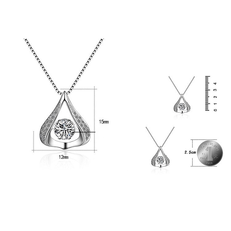 Goldkingdom Fashion Perhiasan Aksesoris Ready Stock Berbentuk Hati Droplet Perak Disepuh Kalung Wanita Tulang Selangka Rantai Perhiasan Liontin Jepang Dan Korea