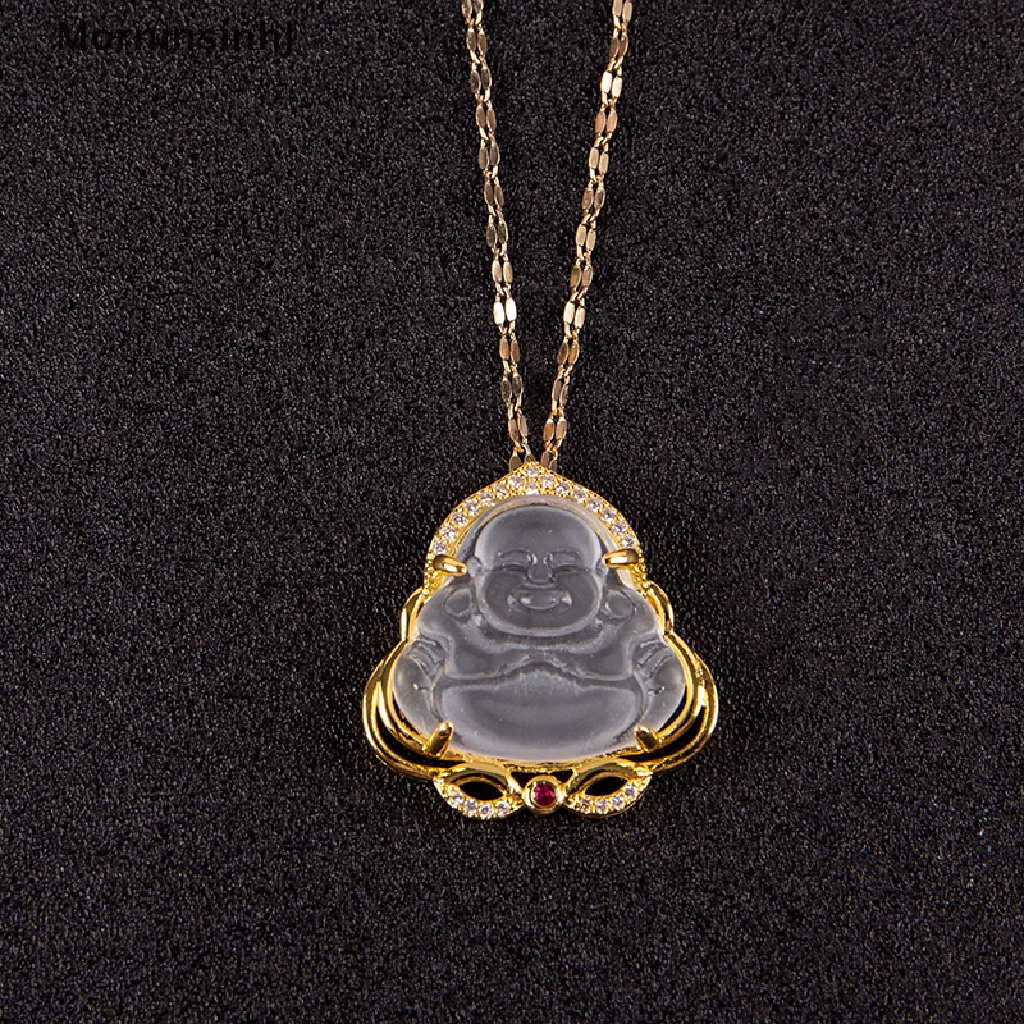 Mornin Fashion Indah Maitreya Buddha Liontin Kalung Bertatahkan Zirkon Mengkilap Wanita Beruntung Jimat Perhiasan id