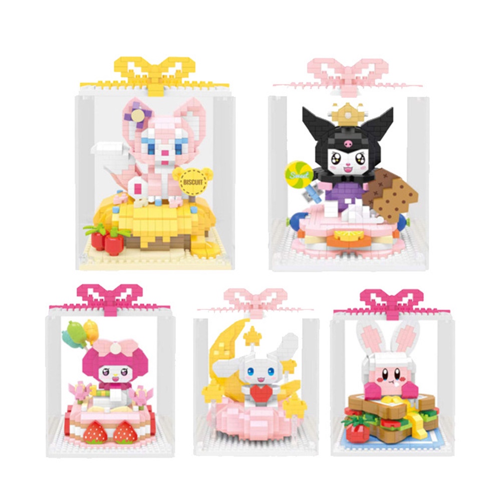 Kartun Strawberry Bear Kuromi Melody Blok Bangunan Anak 3D Mini Lucu DIY Kue Ulang Tahun Hadiah Mainan