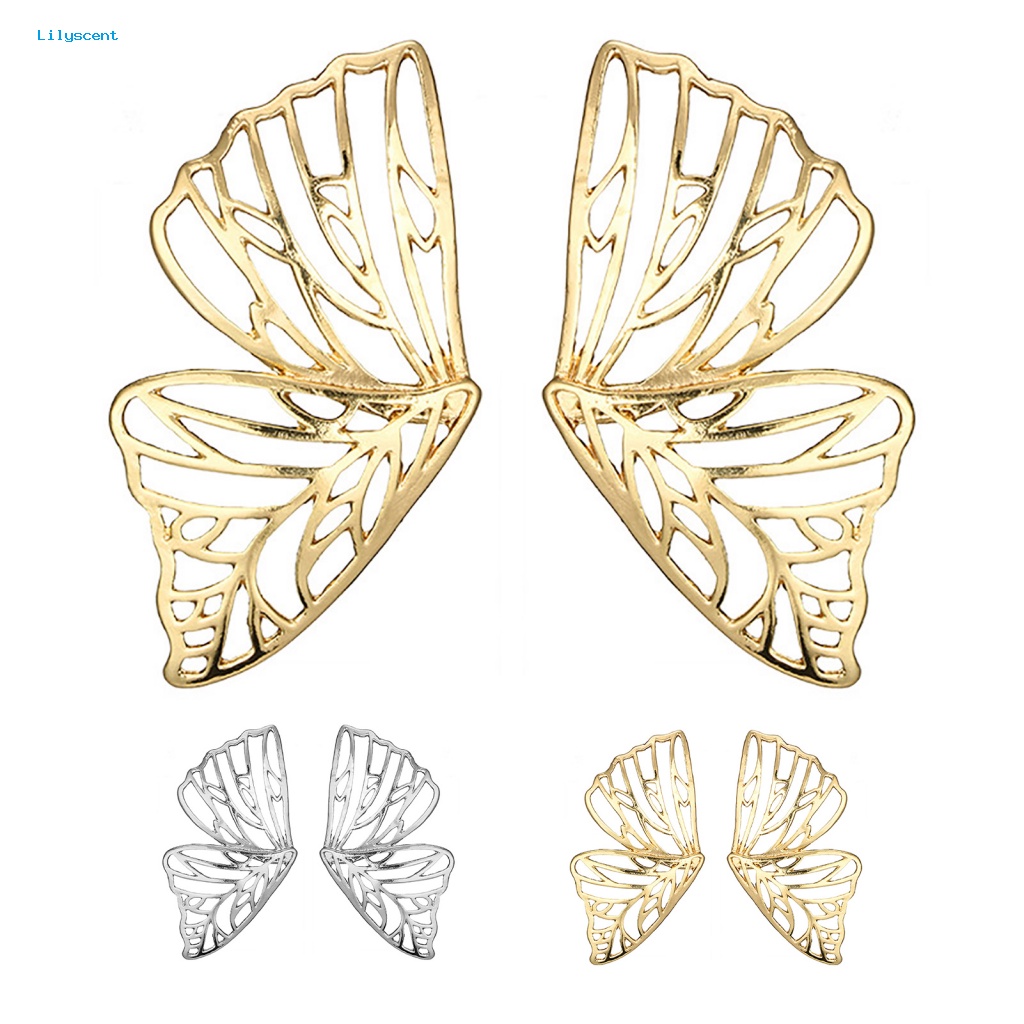 Lilyscent Anting Bentuk Kupu-Kupu Untuk Perjamuan Wanita Fashion Butterfly Menjuntai Stud Earrings Adorable