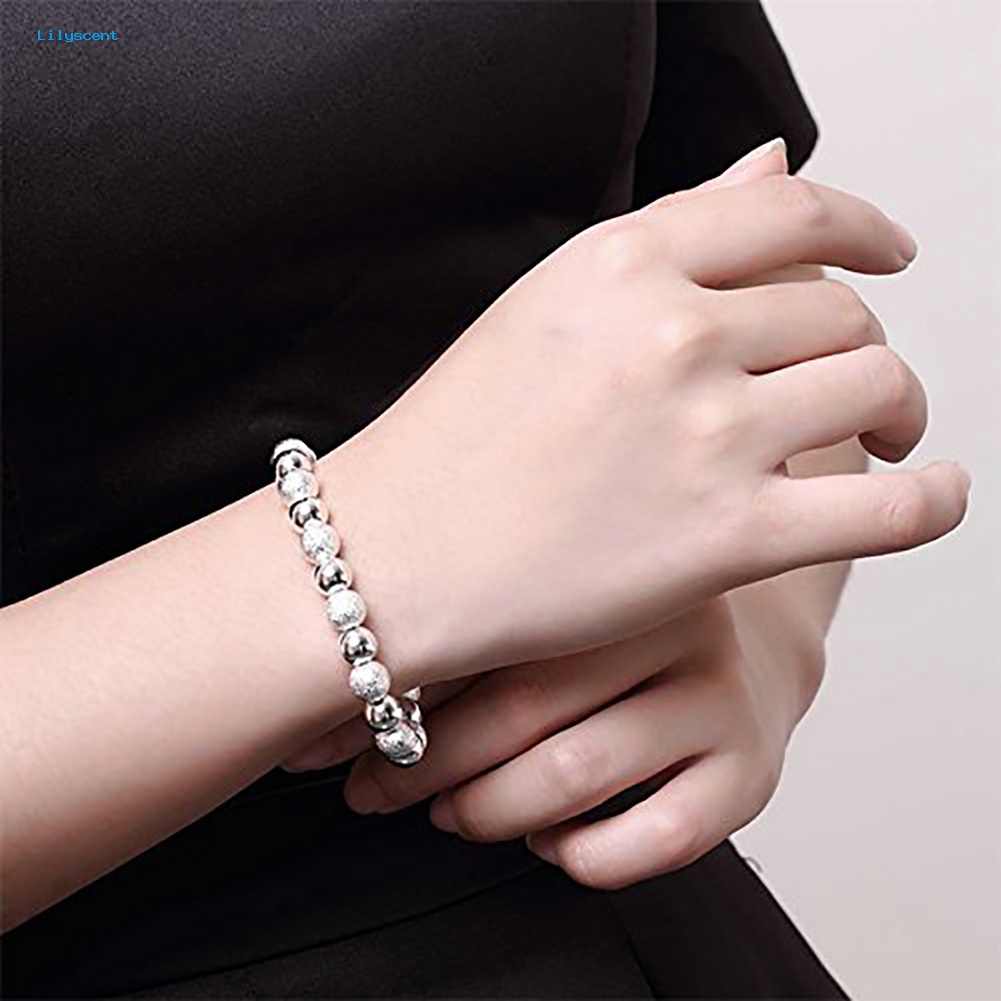 Lilyscent Fashion Wanita 8mm Glossy Timbul Manik-Manik Gelang Bangle Perhiasan Pergelangan Tangan Dekorasi