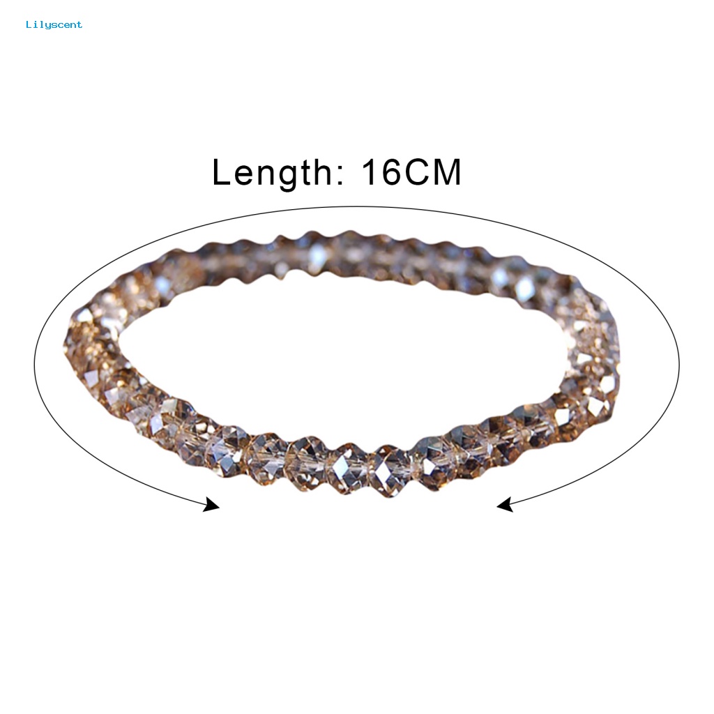 Lilyscent Alloy Bangle Untuk Belanja Wanita Elastis Shiny Bead Bracelet Bangle Indah