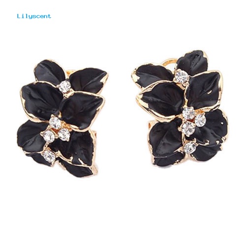 Lilyscent Panas Elegan Wanita Gardenia Bunga Berlian Imitasi Ear Stud Earrings Perhiasan Hadiah