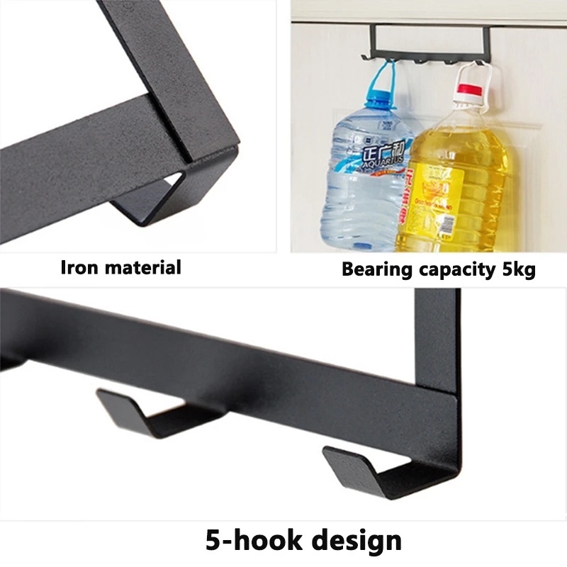 Portable Door Back Mounted Removable Iron 5kait Pengait/Bantalan Beban Kuat Baju Tas Rak Gantung/Pengait Penyimpanan Serba Serbi Hemat Ruang Rumah