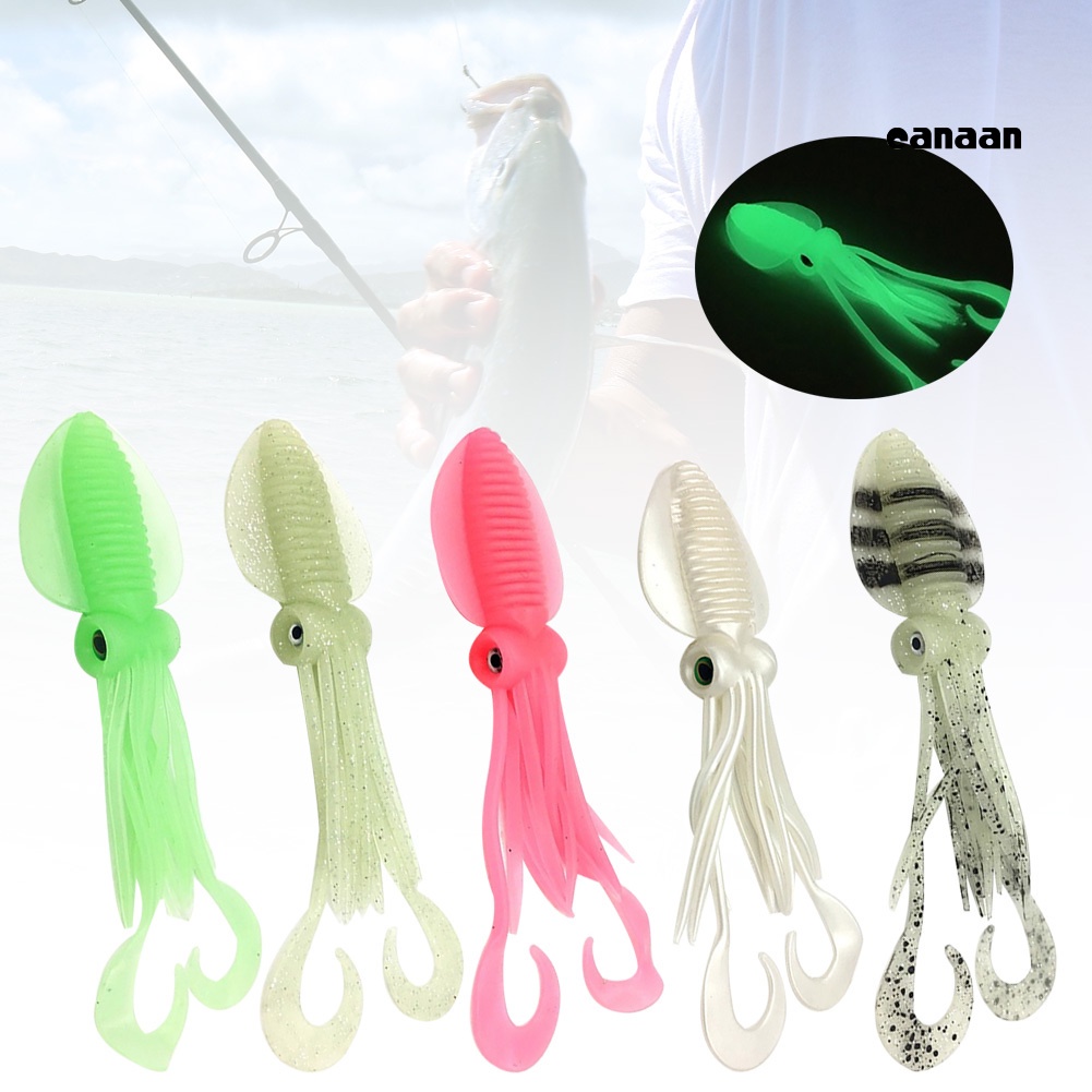 Cnn-5pcs 12 /15 /18cm Memancing Umpan Lembut Luminous Squid Jig Tuna Gurita Umpan Set