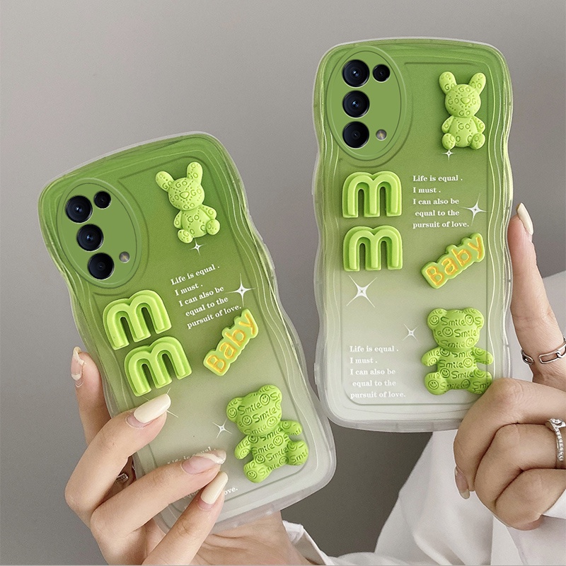 Gloden tree Phone Case Untuk OPPO Reno 55g Casing Ponsel 3D Alphabet Bear Pelindung Kamera Pelindung Penutup Belakang Couple Case