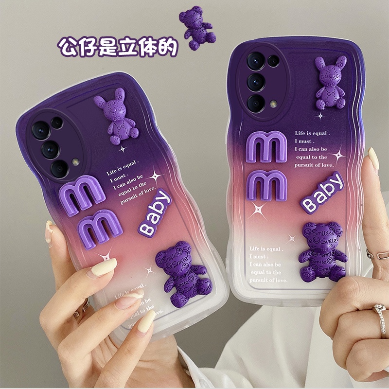 Gloden tree Phone Case Untuk OPPO Reno 55g Casing Ponsel 3D Alphabet Bear Pelindung Kamera Pelindung Penutup Belakang Couple Case