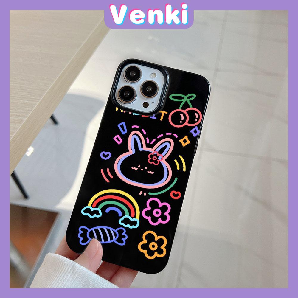 iPhone Case Soft TPU Glossy Black Candy Case Cute Colorful Rabbit Camera Protection Shockproof For iPhone 14 13 12 11 Pro Max 7 8 Plus X XR