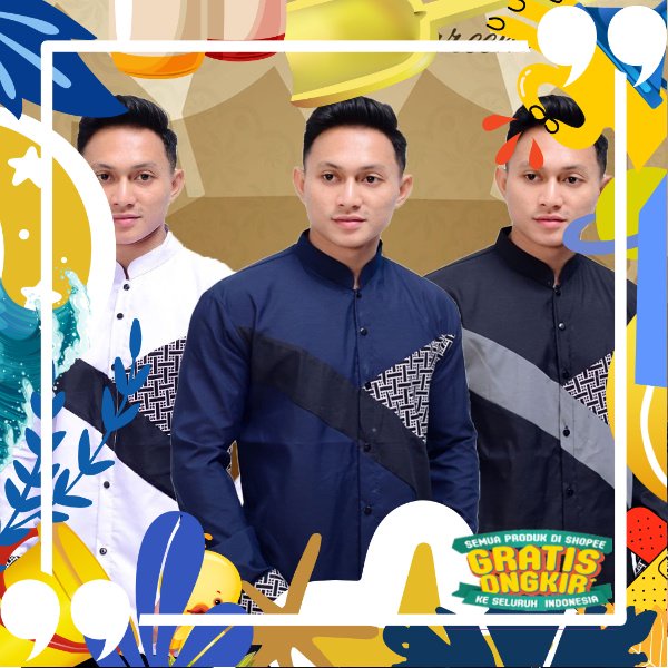 Kemko Koko Dewasa Lengan Panjang Kemeja  Muslim Pria Premium Baju KokoH Bapak Dewasa tangan Panjang 