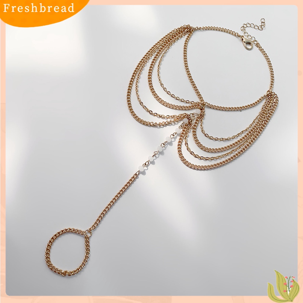 &lt; Freshbread &gt; Wanita Gelang Kaki Toe Cincin Set Kristal Imitasi Rantai Rumbai Multi Lapisan Toe Ring Set Hadiah Ulang Tahun