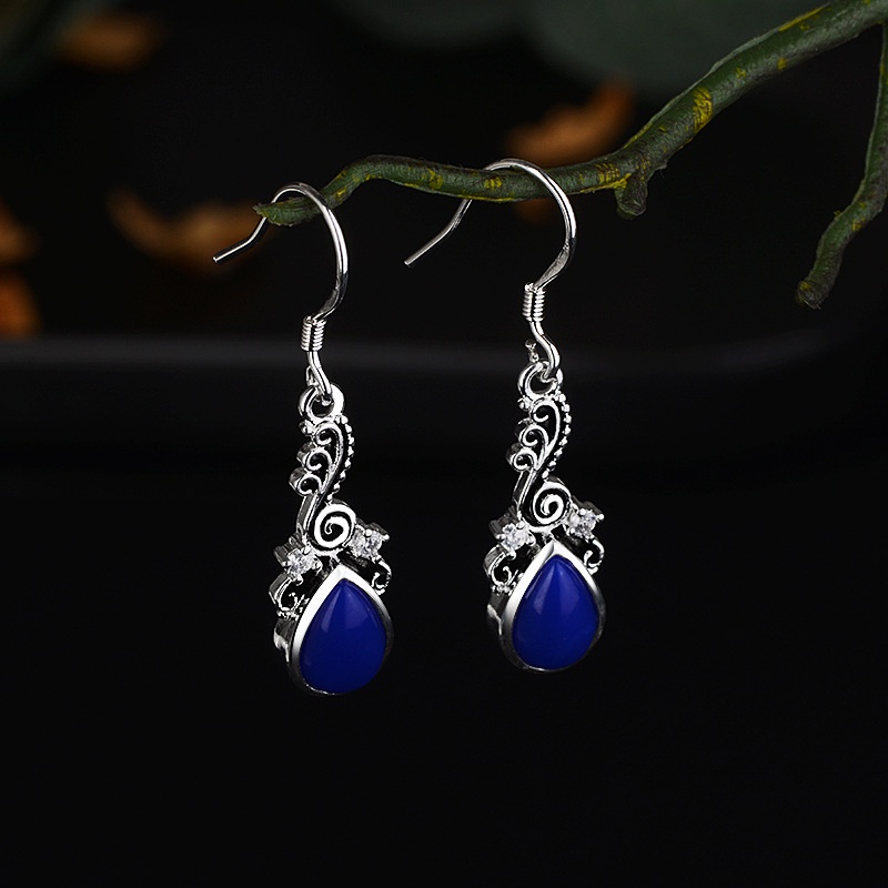 Goldkingdom Aksesoris Perhiasan Fashion Ready Stock Anting Vintage Fashion Eropa Dan Amerika Berlapis Thai Silver Ear Pendant Earrings