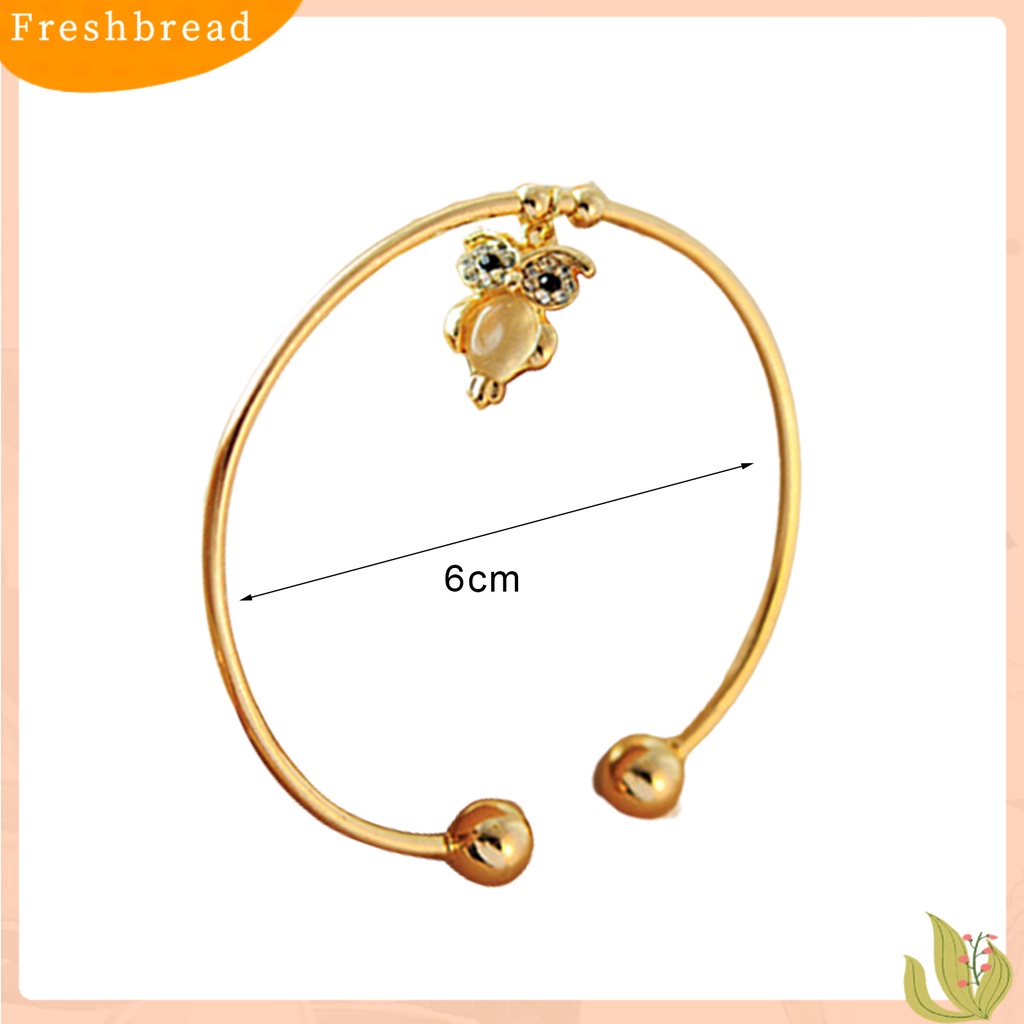 &lt; Freshbread &gt; Fashion Wanita Burung Hantu Berlian Imitasi Opal Imitasi Berlapis Emas Cuff Gelang Bukaan Bangle