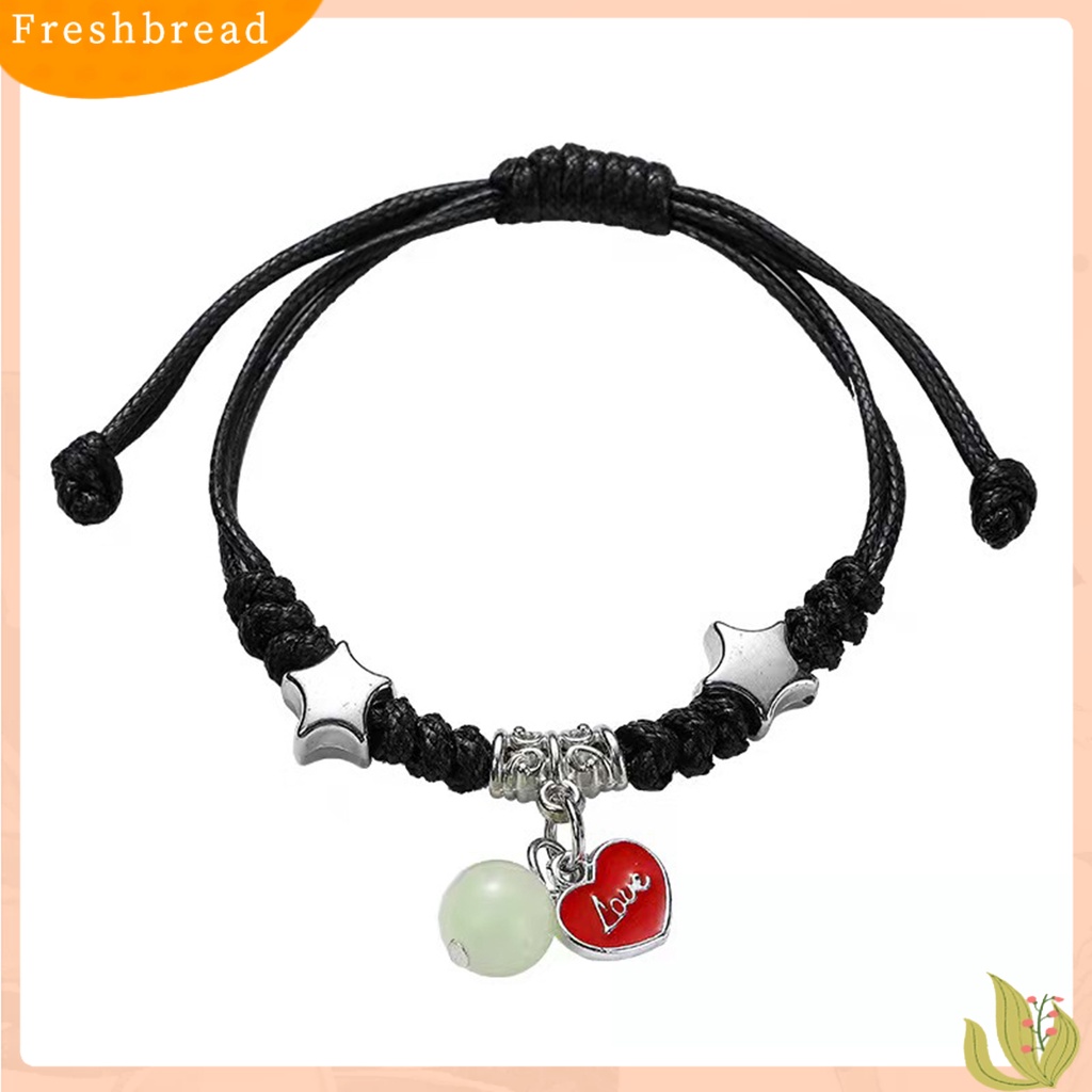 &lt; Freshbread &gt; 1pasang Gelang Persahabatan Eye-catching Luminous Pengerjaan Halus Liontin Geometris Hias Perhiasan Cross Adjustable Pasangan Kekasih Gelang Untuk Teman