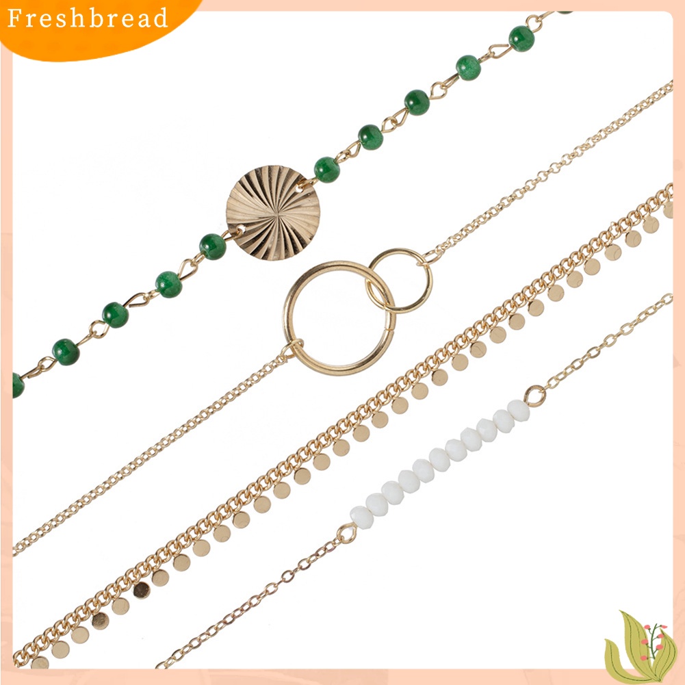 &lt; Freshbread &gt; 4Pcs/Set Fashion Wanita Manik-Manik Payet Pesona Rantai Gelang Bangle Perhiasan Hadiah