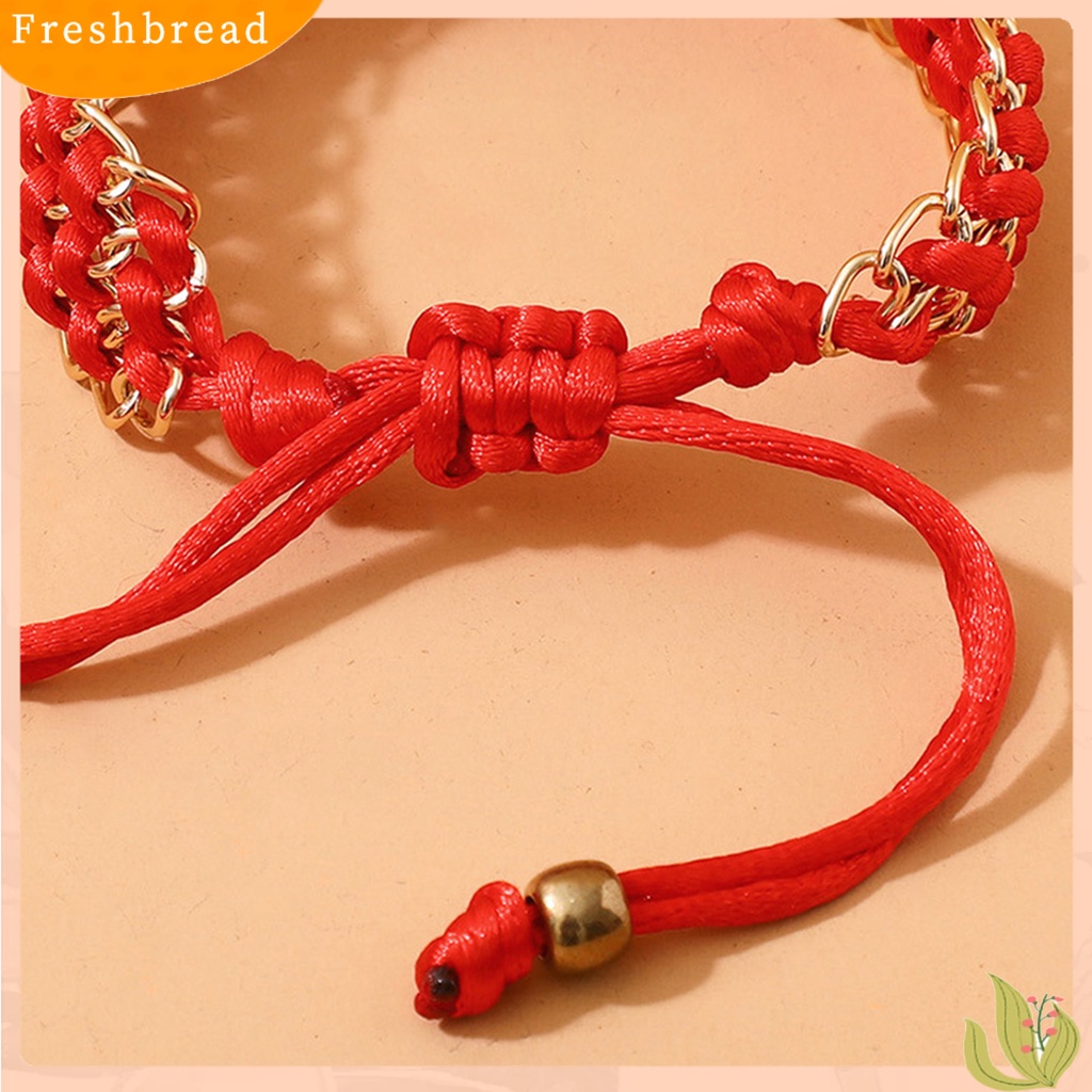 &lt; Freshbread &gt; Gelang Fashion Desain Kepang Geometris Artistik Merah Gelang Pasangan Untuk Dekorasi