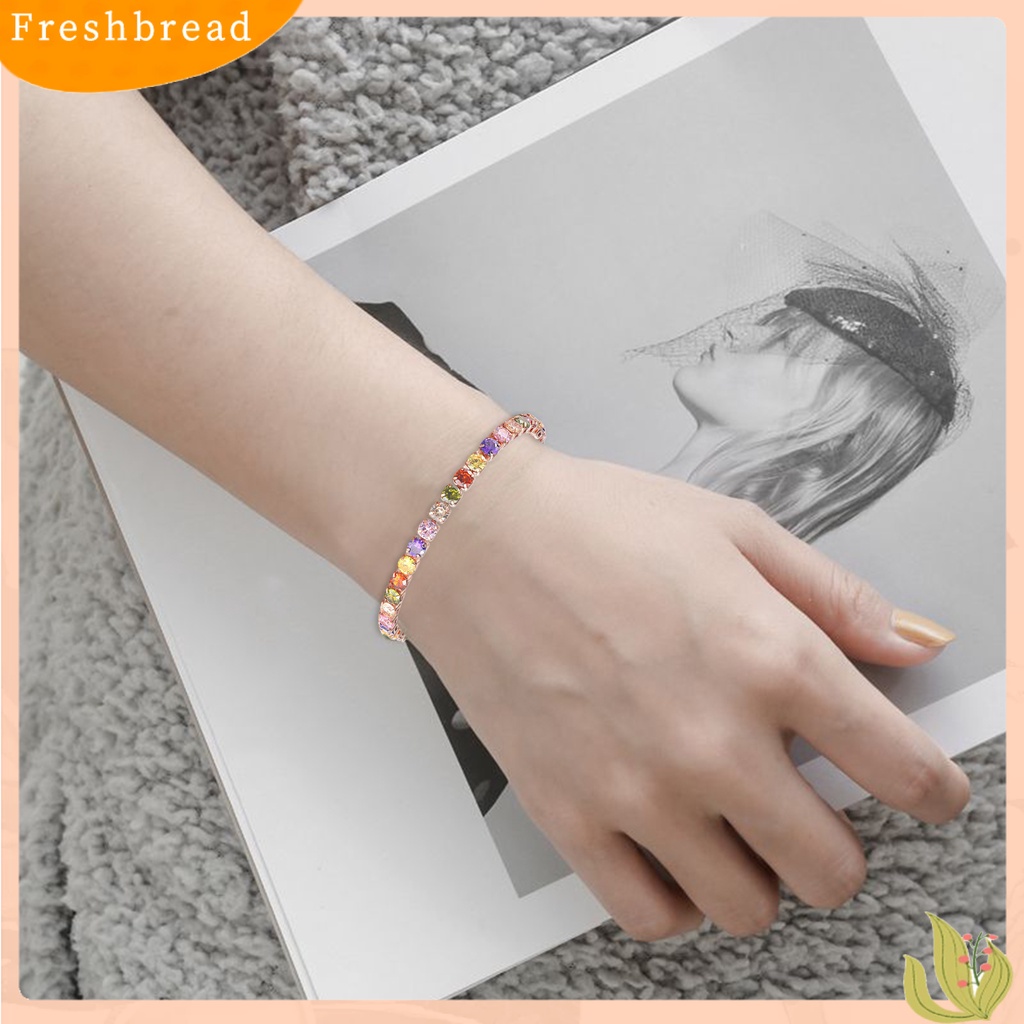 &lt; Freshbread &gt; Gelang Wanita Multicolor Cubic Zirconia Ladies Adjustable Beads Bangle Untuk Pesta