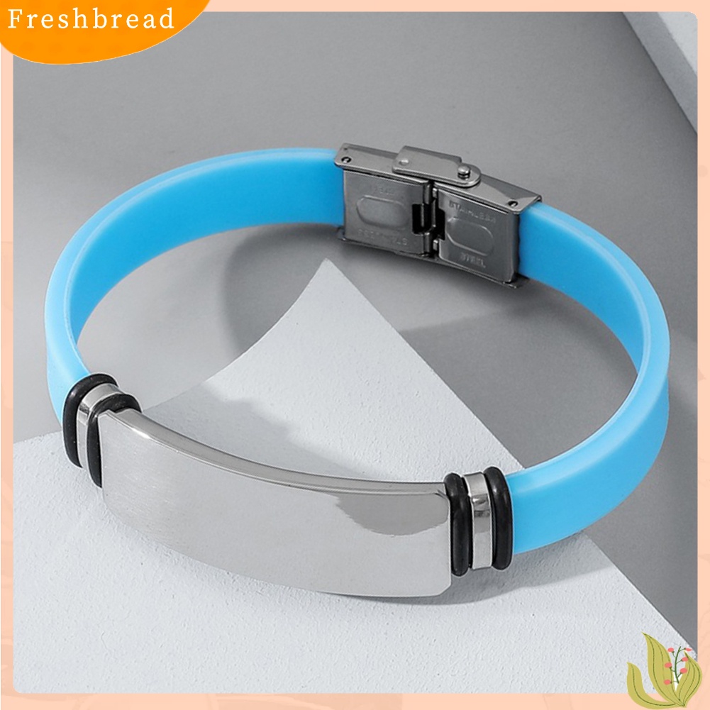 &lt; Freshbread &gt; Fashion Sederhana Unisex Bangle Logam Silikon Gelang Tangan Pasangan Perhiasan Hadiah