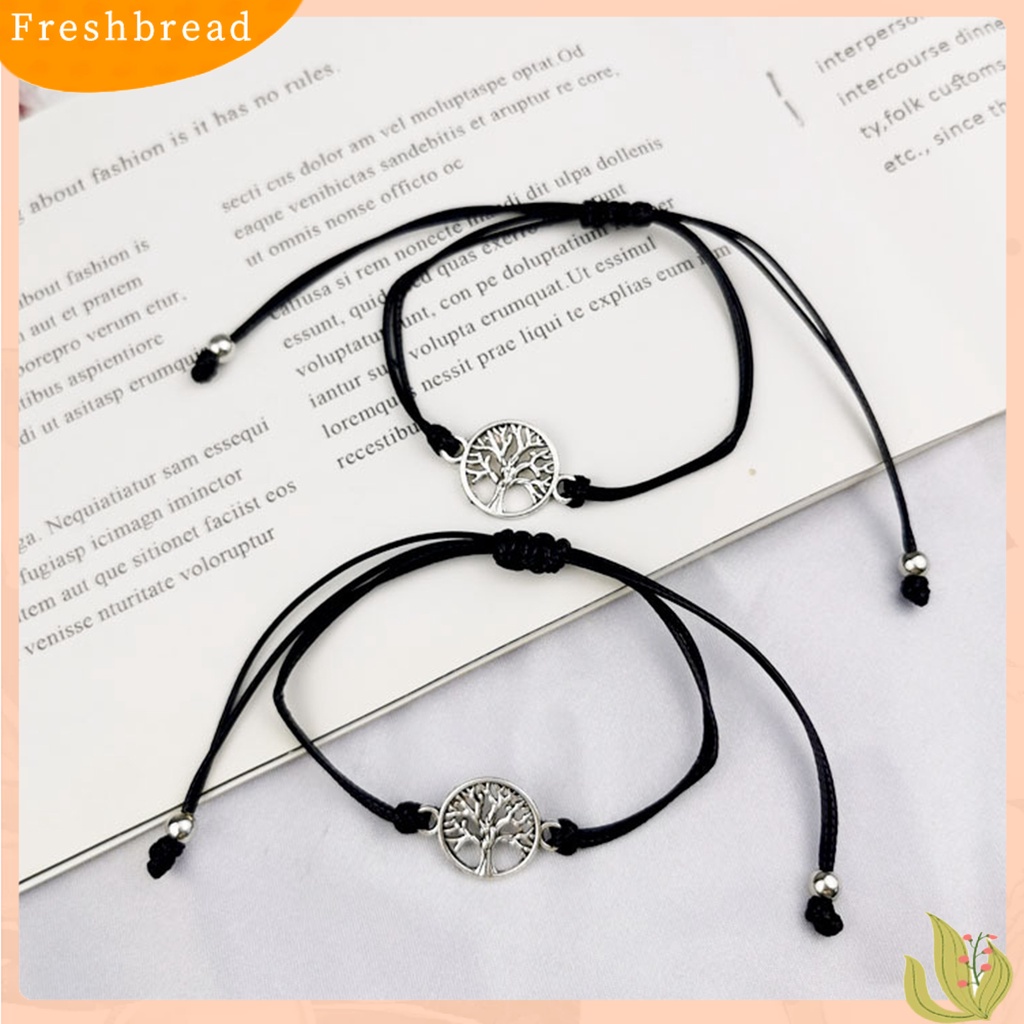 &lt; Freshbread &gt; 2Pcs Couple Gelang Boho Berongga Keluar Elastis Adjustable Tali Tenun Tangan DIY Wish Card Gift Pria Wanita Pohon Kehidupan Pesona Gelang Persahabatan Untuk Pakaian Sehari-Hari