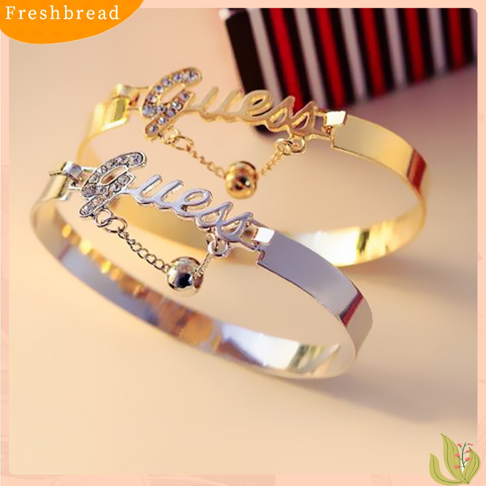 &lt; Freshbread &gt; Huruf Elegan Berlian Imitasi Mengkilap Manik Liontin Bangle Wanita Gelang Hadiah